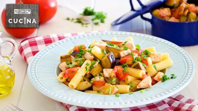 Pasta con melanzane e pesce spada