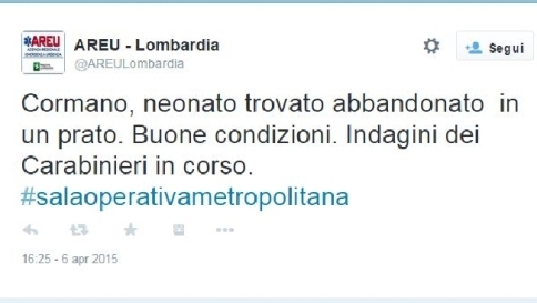 areu bimbo abbandonato milano